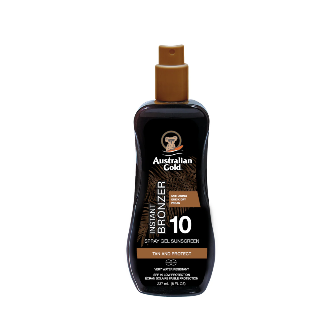 Australian Gold SPF 10 Spray Gel with Bronzer 237ml Bottle