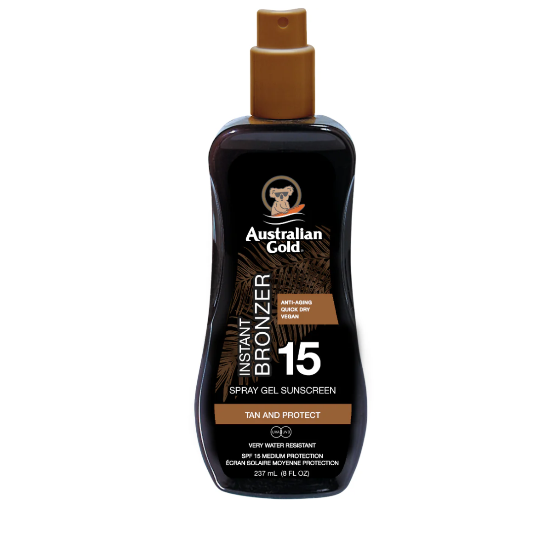 Australian Gold SPF 15 Spray Gel with Bronzer 237ml Bottle